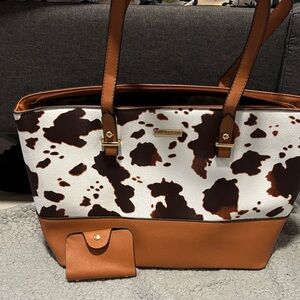 Samsonite Cow Print and Tan Tote Bag